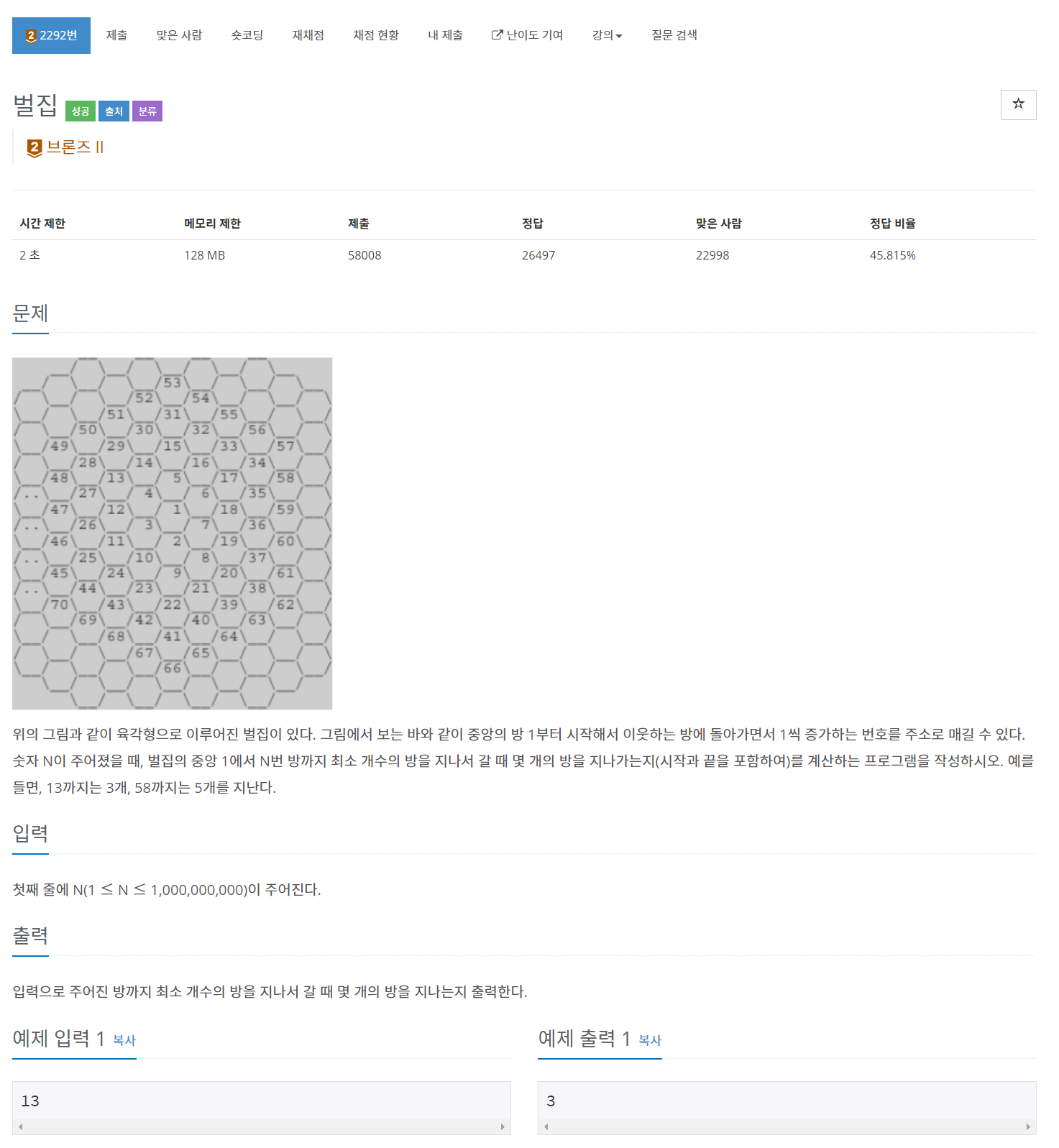 [Java | 백준 2292] 벌집