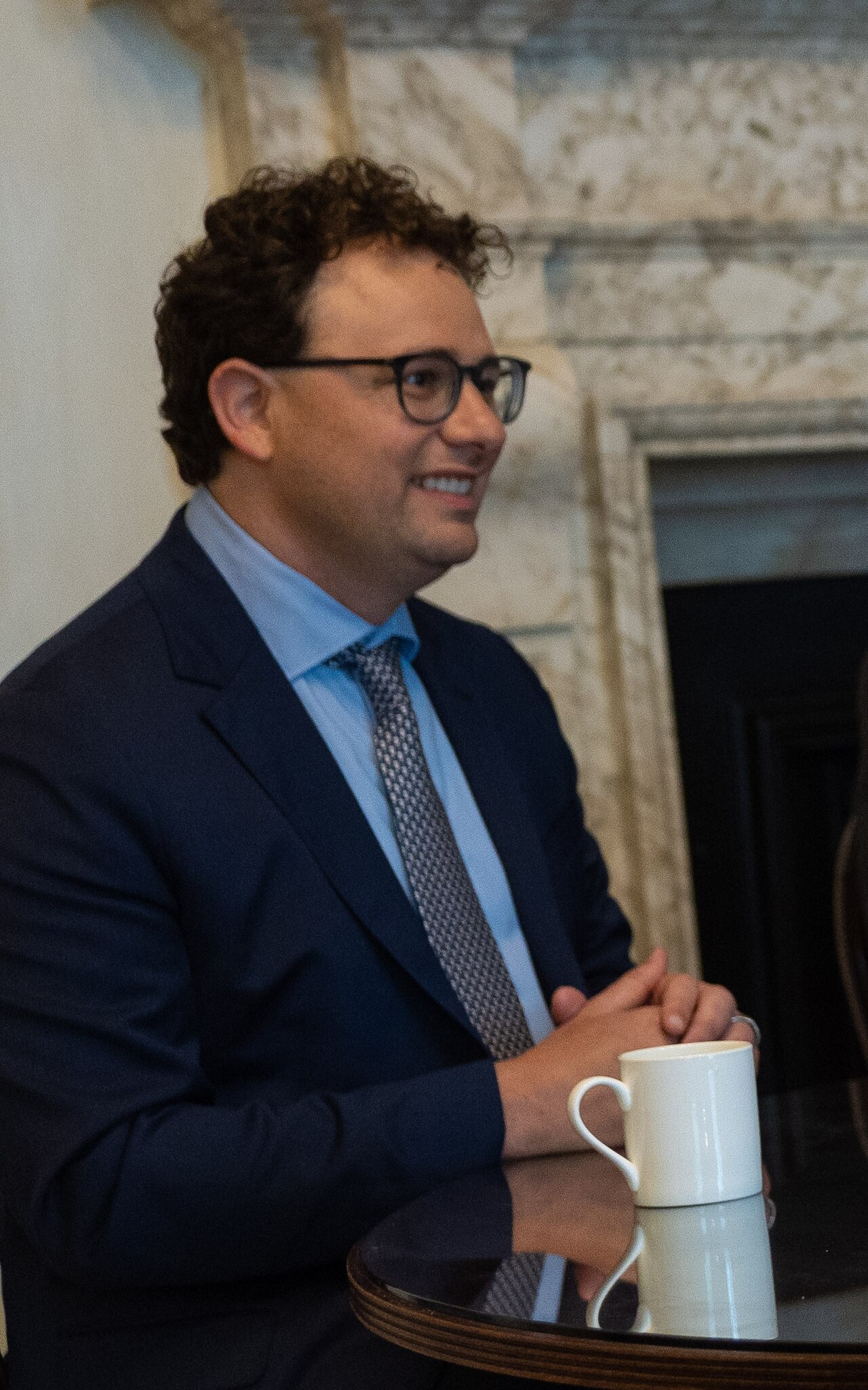 Dario Amodei at a UK government AI meeting in London, 2023