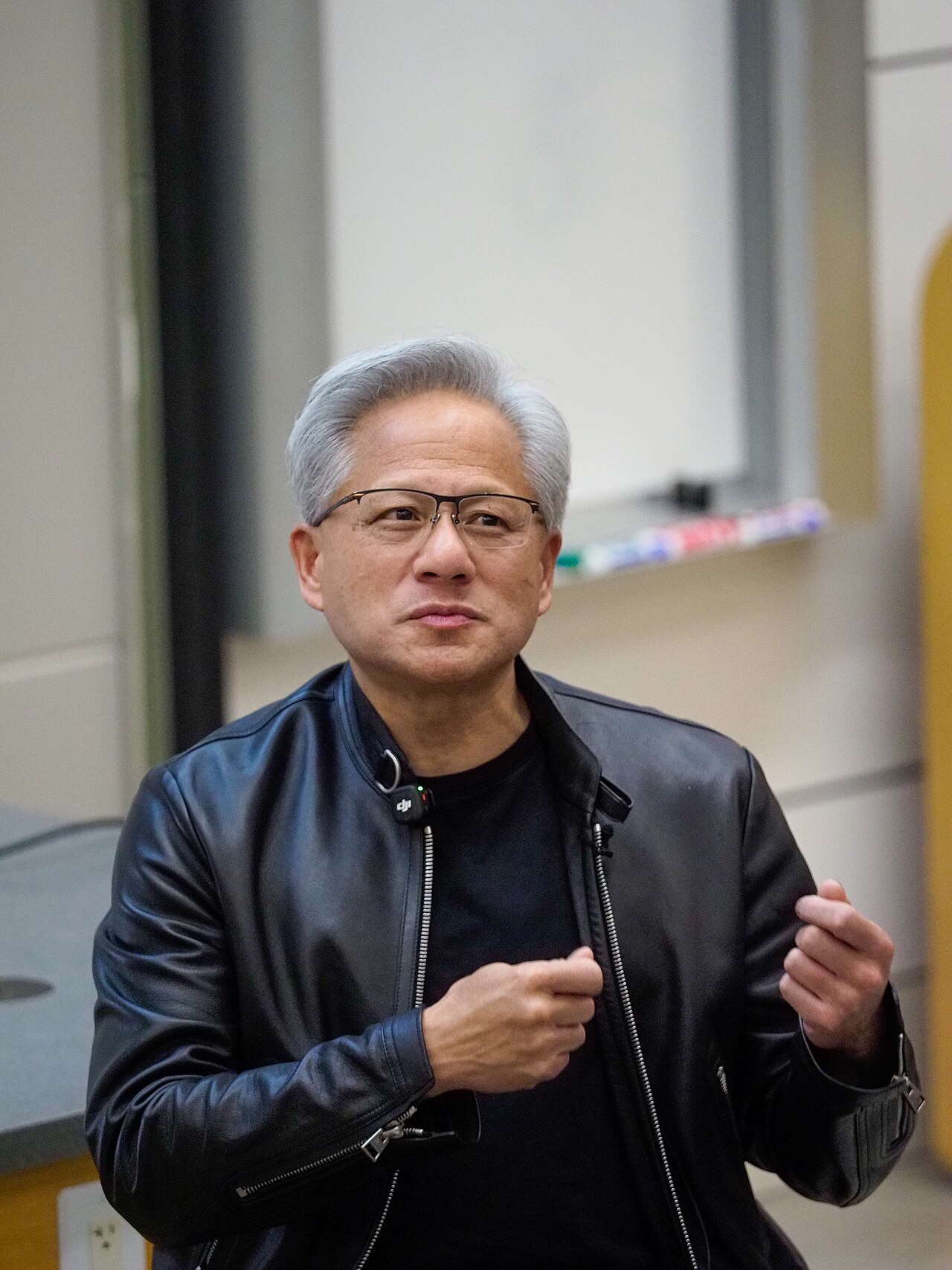 Jensen Huang speaking to students at Stanford University